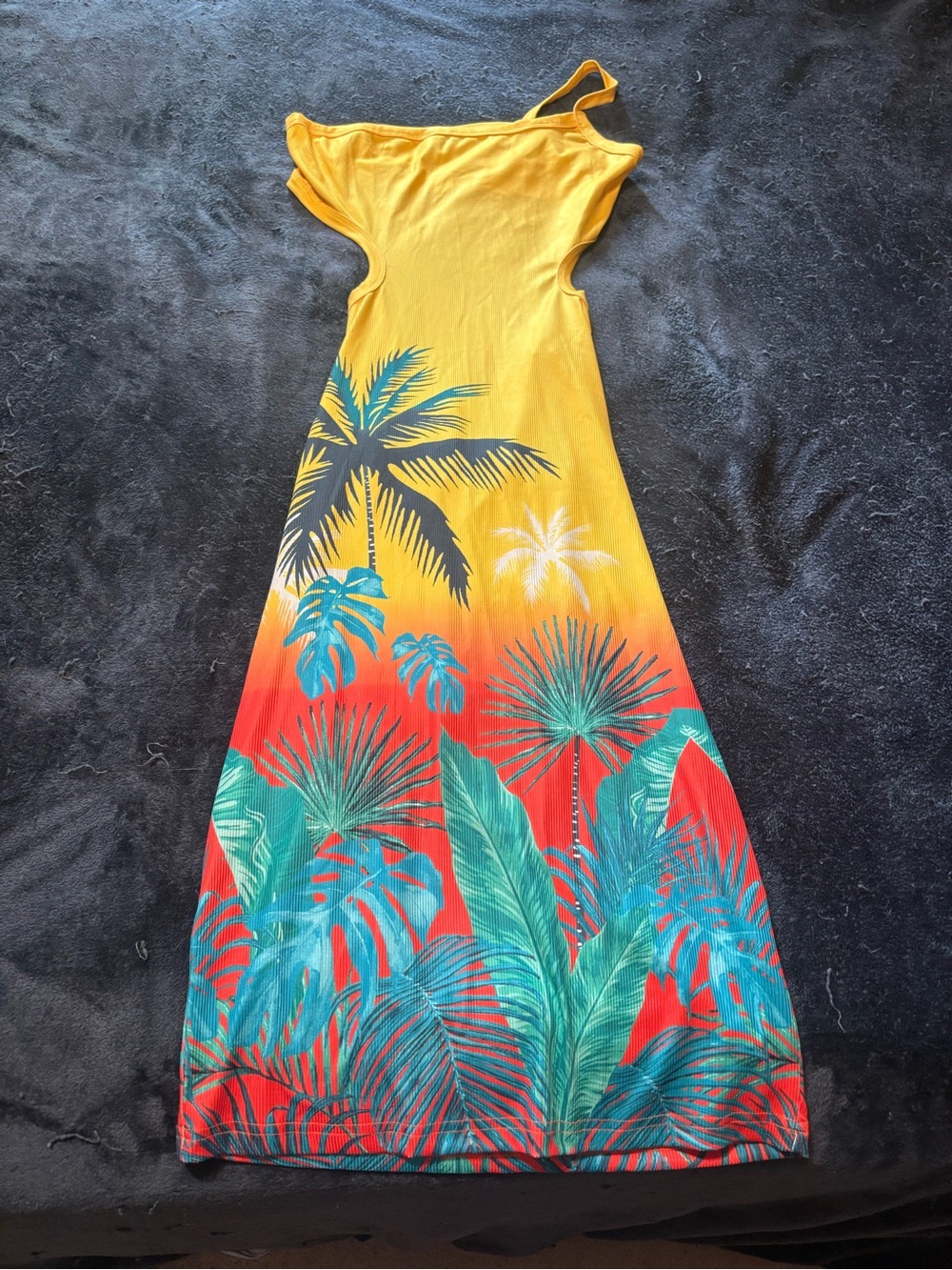 Tropical One-Shoulder Maxi Dress